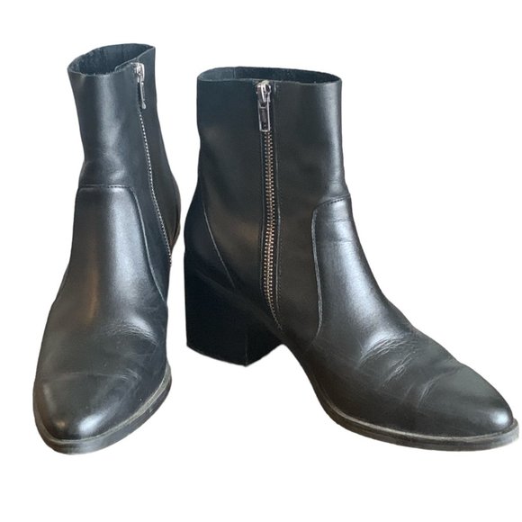 Treasure & Bond Women's 8M Fern Black Leather Mid Heel Above-Ankle Boot 135Gbx - Picture 1 of 8